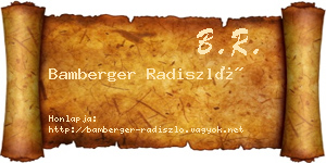 Bamberger Radiszló névjegykártya